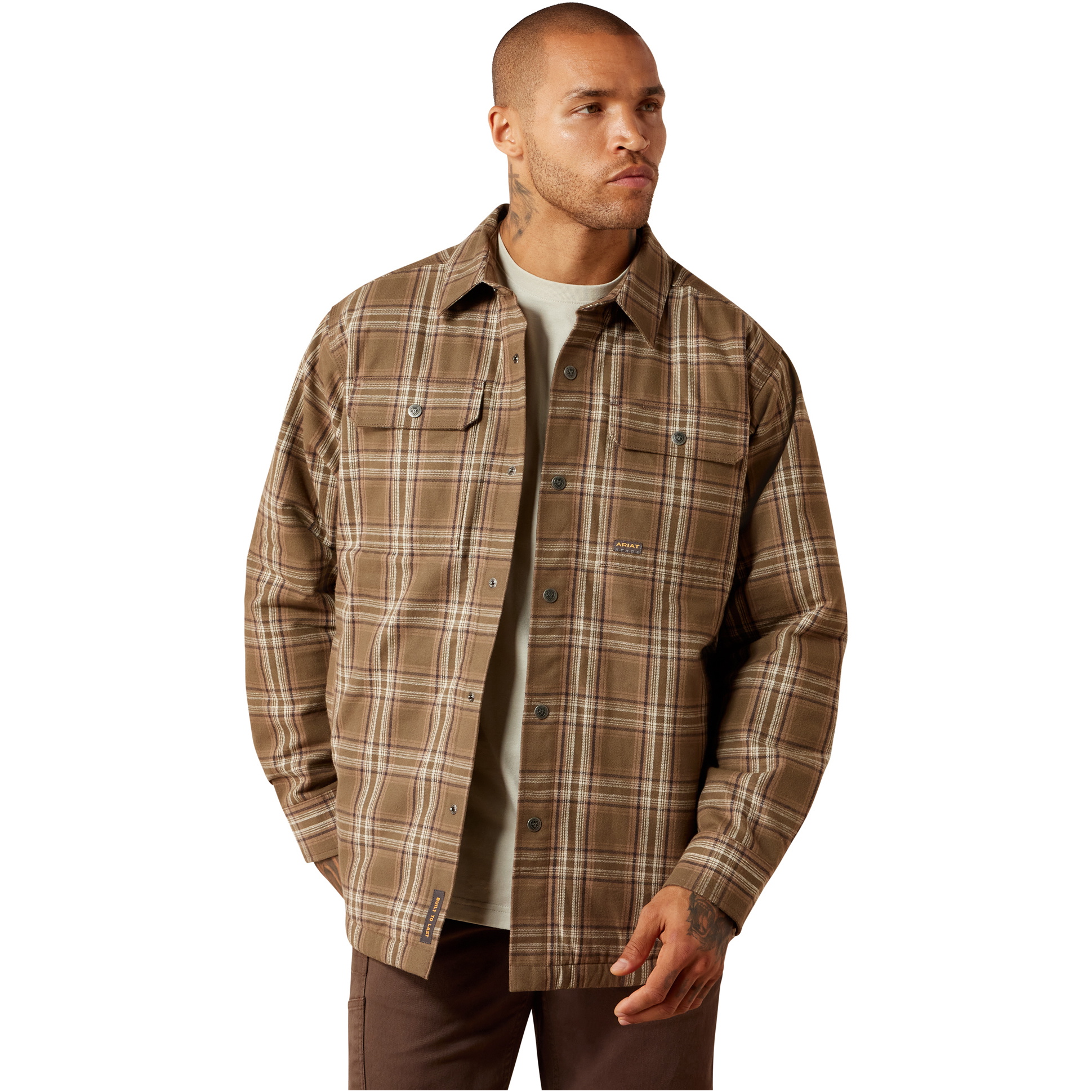 2026 Ariat Mens Rebar Flannel Insulated Shirt Jacket 10079831 - Canteen